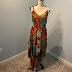 1X Tropical Floral Rayon Wide Leg Jumpsuit Boho Festival Palazzo Pants
